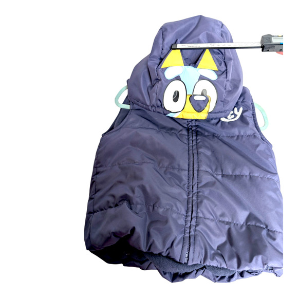 Disney Bluey Girls Size 6 Dark Blue Insulated Puffer Vest Coat with Hoodie - Picture 3 of 8